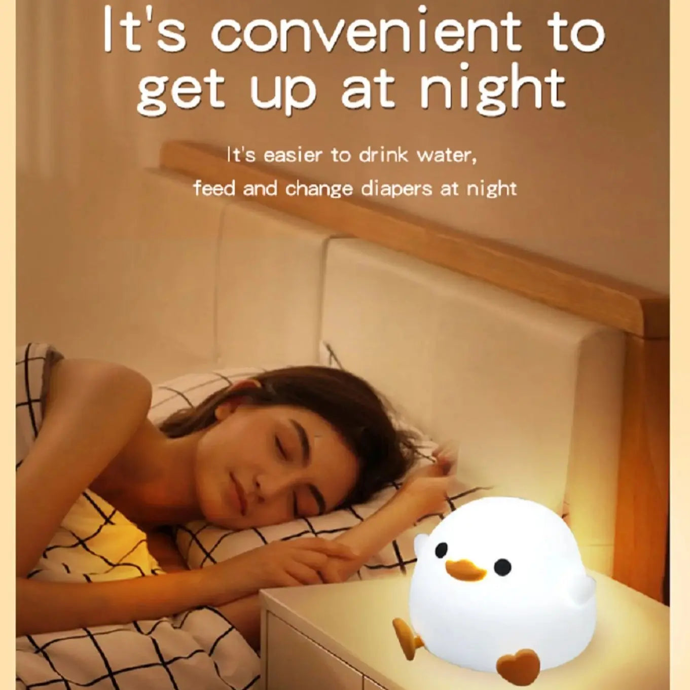 LED Night Light Cute Duck Cartoon Animal Silicone Lamp - Touch Sensor - USB Rechargeable