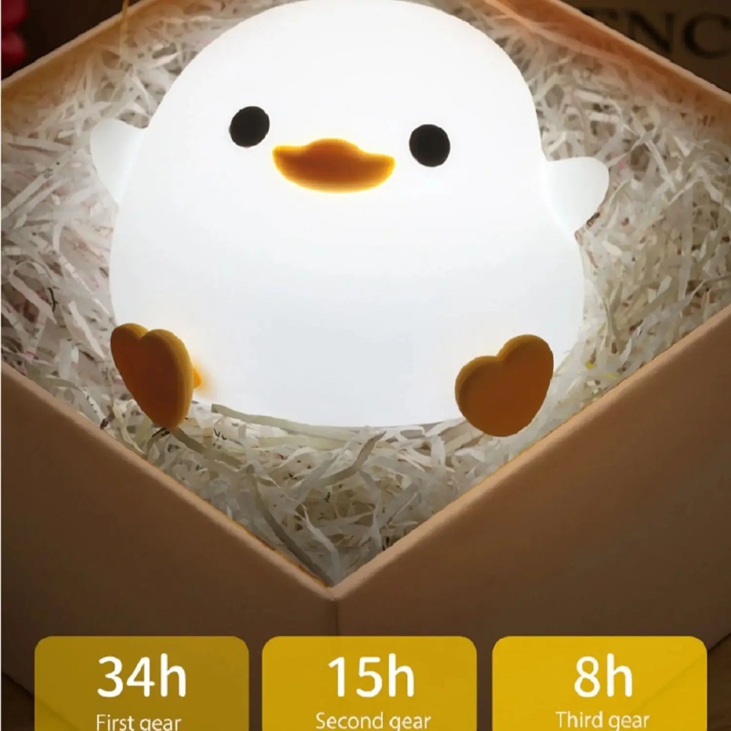 LED Night Light Cute Duck Cartoon Animal Silicone Lamp - Touch Sensor - USB Rechargeable