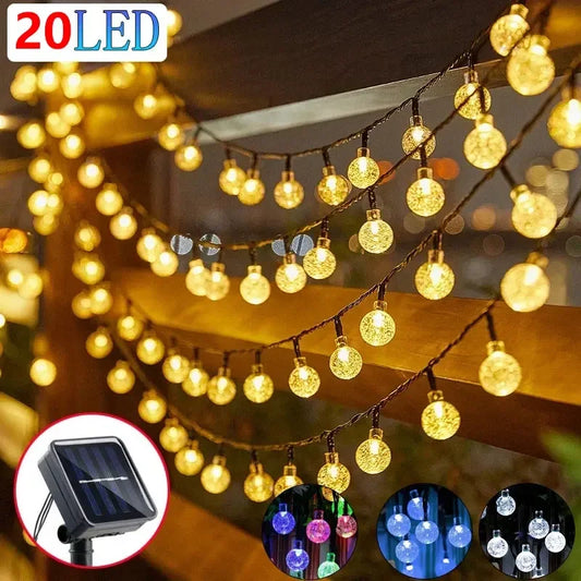 Solar Crystal Globe LED String Lights - 60 LED 8 Lighting Modes